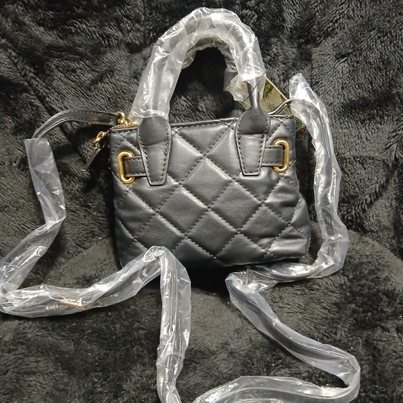 NWT Badgley Mischka mini diamond quilted tote w/front lock - Picture 3 of 5